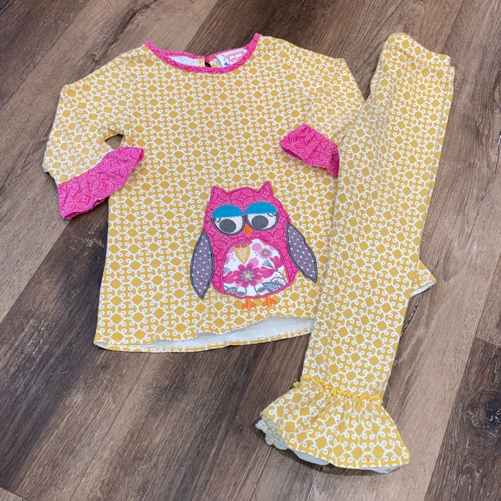 Jumping Fences Yellow 2 Piece Matching Owl Set Top Pants Outfit 6(Girl) - Picture 2 of 15